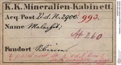 Etiketten zu Malachit (NHMW-MIN-At260)